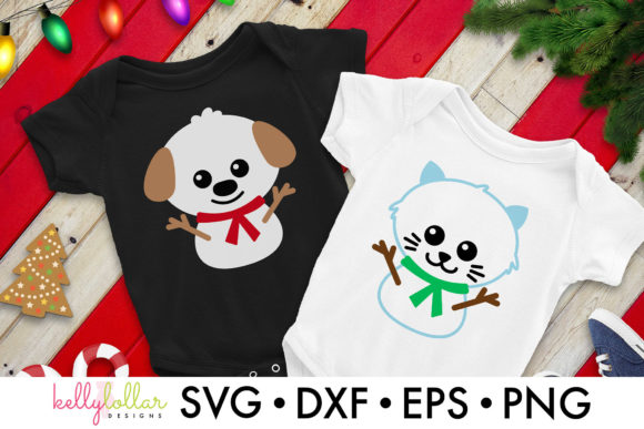 Cat and Dog Snowmen Graphics for Crafts