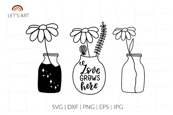 Mason Jar Set: Chamomile, Daisy Graphics for Crafts